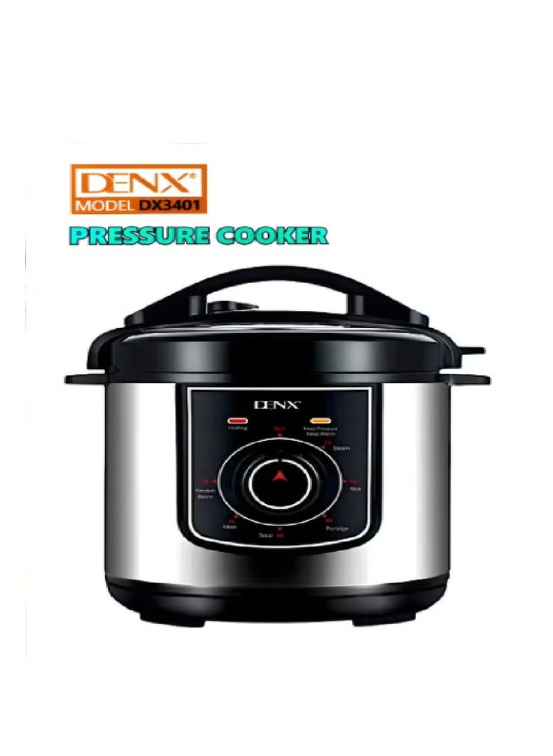 Denx Electric Pressure Cooker, 8‑Litre – 1300 W Fast‑Cook, 1.8 mm Thick Inner Pot, Keep‑Warm & Reheat, Safety Lock, Measuring Cup + Rice Ladle Included - Image 1